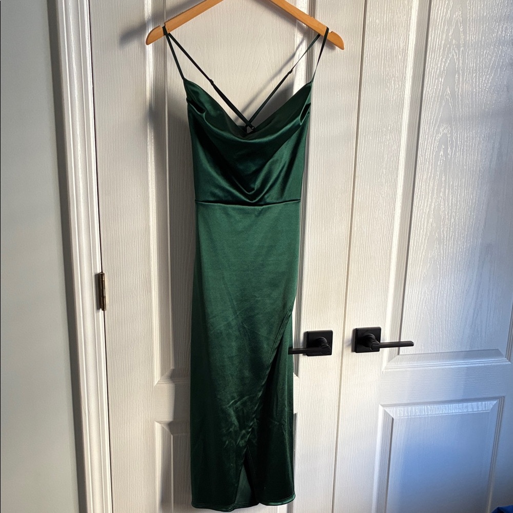 Windsor Emerald Satin Midi Dress